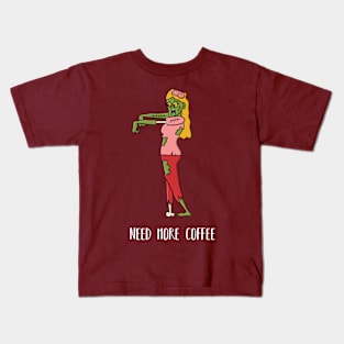 Coffee Zombie Girl Kids T-Shirt